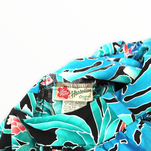 🌟VINTAGE🌟 1990s Hilo Hattie Maxi Dress Mumu Caftan Fun & Floral Bright Flowers - Picture 4 of 4